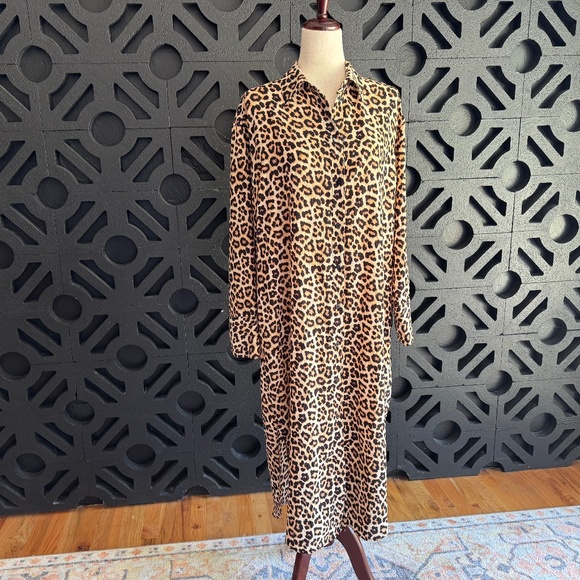 H&M | Leopard Print Midi Shirt Dress - Picture 1 of 6